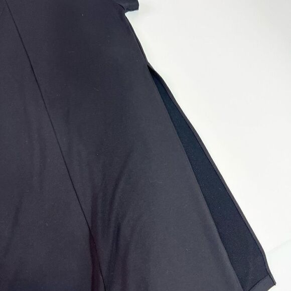 Athleta Tunic Top Womens Small Black Crew Cap Sleeve Long Side Slit Pullover - Picture 2 of 13